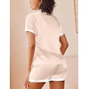 Ekouaer Womens Silk Satin Pajamas Set Short Sleeve Sleepwear Button Down Loungewear 2 Piece Pjs Shorts Set(Champagne)