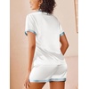 Ekouaer Womens Silk Satin Pajamas Set Short Sleeve Sleepwear Button Down Loungewear 2 Piece Pjs Shorts Set(White)
