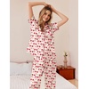 Ekouaer Womens Silky Satin Pajamas Set Short Sleeve Button Down Sleepwear 2 Piece Lounge Set Pj Set(Beige Cherry)