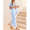 Ekouaer Womens Silky Satin Pajamas Set Short Sleeve Button Down Sleepwear 2 Piece Lounge Set Pj Set(Blue Stripes)