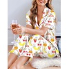 Ekouaer Womens Silky Satin Pajamas Set Short Sleeve Button Down Sleepwear 2 Piece Lounge Set Pj Set(Fruit and Woman)