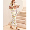 Ekouaer Womens Silky Satin Pajamas Set Short Sleeve Button Down Sleepwear 2 Piece Lounge Set Pj Set(Fruit and Woman)