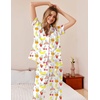 Ekouaer Womens Silky Satin Pajamas Set Short Sleeve Button Down Sleepwear 2 Piece Lounge Set Pj Set(Fruit and Woman)