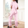 Ekouaer Womens Silky Satin Pajamas Set Short Sleeve Button Down Sleepwear 2 Piece Lounge Set Pj Set(Pink Stripes)