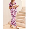 Ekouaer Womens Silky Satin Pajamas Set Short Sleeve Button Down Sleepwear 2 Piece Lounge Set Pj Set(Rose Lipstick)