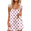 Ekouaer Pajama for Women Set 2 Piece Ruffle Pjs Soft Tank Top and Shorts Sleepwear Set Bridal Pajama Set for Women(Pink Hearts)