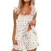 Ekouaer Pajama for Women Set 2 Piece Ruffle Pjs Soft Tank Top and Shorts Sleepwear Set Bridal Pajama Set for Women(Rabbits and Flowers)