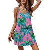 Ekouaer Swimsuit Coverup for Women Sleeveless V Neck Bathing Suit Cover Up Summer Swimwear Beach Cover Ups with Pockets(Coconut Tree Pink)