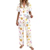 Ekouaer Womens Silky Satin Pajamas Set Short Sleeve Button Down Sleepwear 2 Piece Lounge Set Pj Set(Baseball)