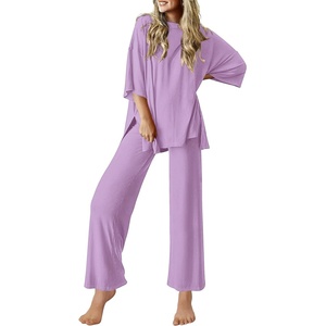 Ekouaer Lounge Sets for Women Short Sleeve Tops and Long Pants Soft Comfy Pajamas Set 2 Piece Outfits(Lilac)