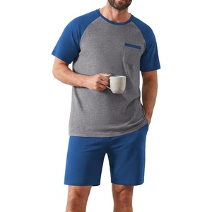 Ekouaer Mens Pajamas Set Bamboo Viscose Short Sleeve Pjs Sets Soft Sleepwear Lightweight Loungewear with Pockets S-3XL(Blue Grey)
