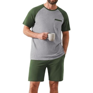 Ekouaer Mens Pajamas Set Bamboo Viscose Short Sleeve Pjs Sets Soft Sleepwear Lightweight Loungewear with Pockets S-3XL(Green Grey)