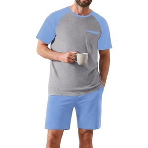 Ekouaer Mens Pajamas Set Bamboo Viscose Short Sleeve Pjs Sets Soft Sleepwear Lightweight Loungewear with Pockets S-3XL(Light Blue Grey)