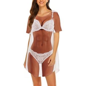 Ekouaer Women’s Bikini Shirt Cover Up Short Sleeve Cute Bikini Print Cover-Up Baggy T Shirt Dress Fun Wear(Bikini White)