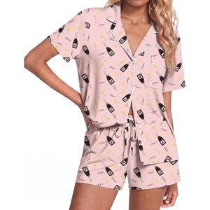 Ekouaer Womens Pajamas Set Soft Classic Notch Collar Bride Pjs Comfy Short Sleeve Sleepwear Loungewear(Wine Glass)