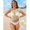 Ekouaer Sarong Wraps for Women Beach Cover Up Short Crochet Bikini Swimsuit Coverup Skirts for Swimwear S-XXL(Beige)