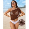 Ekouaer Sarong Wraps for Women Beach Cover Up Short Crochet Bikini Swimsuit Coverup Skirts for Swimwear S-XXL(Dark Coffee)