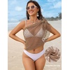 Ekouaer Sarong Wraps for Women Beach Cover Up Short Crochet Bikini Swimsuit Coverup Skirts for Swimwear S-XXL(Khaki)