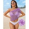 Ekouaer Sarong Wraps for Women Beach Cover Up Short Crochet Bikini Swimsuit Coverup Skirts for Swimwear S-XXL(Light Purple)