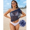 Ekouaer Sarong Wraps for Women Beach Cover Up Short Crochet Bikini Swimsuit Coverup Skirts for Swimwear S-XXL(Navy Blue)