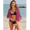 Ekouaer Sarong Wraps for Women Beach Cover Up Short Crochet Bikini Swimsuit Coverup Skirts for Swimwear S-XXL(Rose Red)