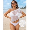 Ekouaer Sarong Wraps for Women Beach Cover Up Short Crochet Bikini Swimsuit Coverup Skirts for Swimwear S-XXL(White)