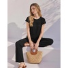 Ekouaer Two Piece Sets for Women Summer Soft Casual Cap Sleeve Lounge Sets Travel Vacation Airport Outfits(Black)