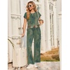 Ekouaer Two Piece Sets for Women Summer Soft Casual Cap Sleeve Lounge Sets Travel Vacation Airport Outfits(Floral Green)