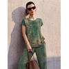 Ekouaer Two Piece Sets for Women Summer Soft Casual Cap Sleeve Lounge Sets Travel Vacation Airport Outfits(Floral Green)