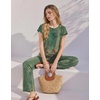 Ekouaer Two Piece Sets for Women Summer Soft Casual Cap Sleeve Lounge Sets Travel Vacation Airport Outfits(Floral Green)