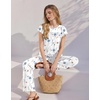 Ekouaer Two Piece Sets for Women Summer Soft Casual Cap Sleeve Lounge Sets Travel Vacation Airport Outfits(Floral White)