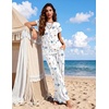 Ekouaer Two Piece Sets for Women Summer Soft Casual Cap Sleeve Lounge Sets Travel Vacation Airport Outfits(Floral White)