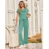 Ekouaer Two Piece Sets for Women Summer Soft Casual Cap Sleeve Lounge Sets Travel Vacation Airport Outfits(Green Gray)