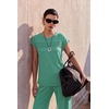 Ekouaer Two Piece Sets for Women Summer Soft Casual Cap Sleeve Lounge Sets Travel Vacation Airport Outfits(Green Gray)