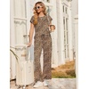 Ekouaer Two Piece Sets for Women Summer Soft Casual Cap Sleeve Lounge Sets Travel Vacation Airport Outfits(Leopard)