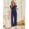 Ekouaer Two Piece Sets for Women Summer Soft Casual Cap Sleeve Lounge Sets Travel Vacation Airport Outfits(Navy Blue)