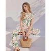 Ekouaer Two Piece Sets for Women Summer Soft Casual Cap Sleeve Lounge Sets Travel Vacation Airport Outfits(Tropical Print)