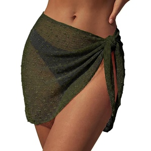 Ekouaer Sarong Wraps for Women Beach Cover Up Short Crochet Bikini Swimsuit Coverup Skirts for Swimwear S-XXL(Army Green)