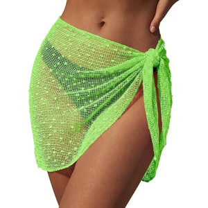 Ekouaer Sarong Wraps for Women Beach Cover Up Short Crochet Bikini Swimsuit Coverup Skirts for Swimwear S-XXL(Green)