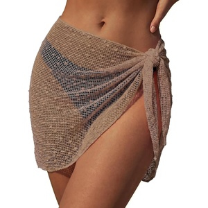Ekouaer Sarong Wraps for Women Beach Cover Up Short Crochet Bikini Swimsuit Coverup Skirts for Swimwear S-XXL(Khaki)