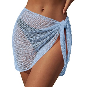 Ekouaer Sarong Wraps for Women Beach Cover Up Short Crochet Bikini Swimsuit Coverup Skirts for Swimwear S-XXL(Light Blue)
