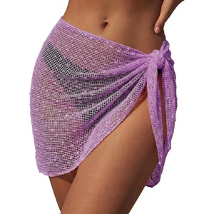 Ekouaer Sarong Wraps for Women Beach Cover Up Short Crochet Bikini Swimsuit Coverup Skirts for Swimwear S-XXL(Light Purple)