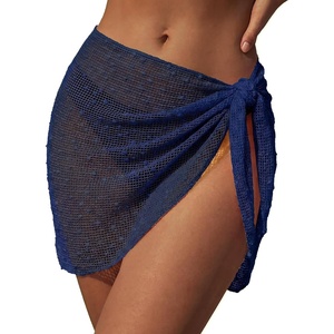 Ekouaer Sarong Wraps for Women Beach Cover Up Short Crochet Bikini Swimsuit Coverup Skirts for Swimwear S-XXL(Navy Blue)