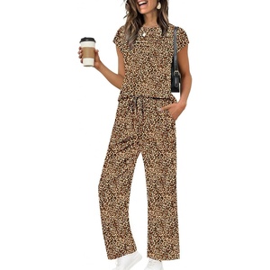 Ekouaer Two Piece Sets for Women Summer Soft Casual Cap Sleeve Lounge Sets Travel Vacation Airport Outfits(Leopard)