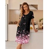 Ekouaer Nightgowns for Women Short Sleeve House Dresses with Pockets Pleated Moo moos Floral Print Mumu Dress(Cherry Blossoms)