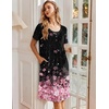Ekouaer Nightgowns for Women Short Sleeve House Dresses with Pockets Pleated Moo moos Floral Print Mumu Dress(Cherry Blossoms)