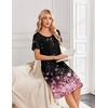 Ekouaer Nightgowns for Women Short Sleeve House Dresses with Pockets Pleated Moo moos Floral Print Mumu Dress(Cherry Blossoms)