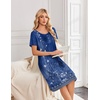 Ekouaer Nightgowns for Women Short Sleeve House Dresses with Pockets Pleated Moo moos Floral Print Mumu Dress(Ethnic Print Blue)