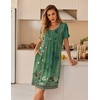 Ekouaer Nightgowns for Women Short Sleeve House Dresses with Pockets Pleated Moo moos Floral Print Mumu Dress(Floral Green)