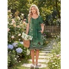 Ekouaer Nightgowns for Women Short Sleeve House Dresses with Pockets Pleated Moo moos Floral Print Mumu Dress(Floral Green)